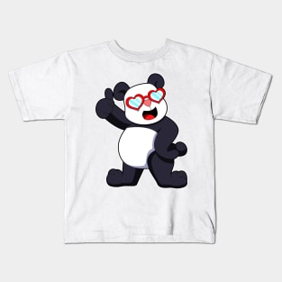 Panda with Heart as Glasses Kids T-Shirt